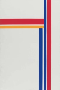 White Vertical with Blue, Red and Yellow