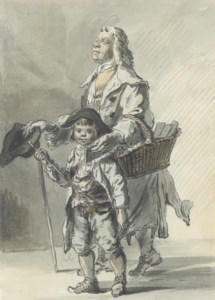 The Walking Stationer: a blind man and his boy guide selling Memorandum books a penny apiece