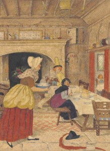 Sylvia's Travels: A rosy serving maid bearing a blue bowl