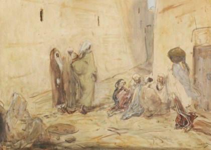 Straatje in Stamboul; figures in the streets of Istanbul