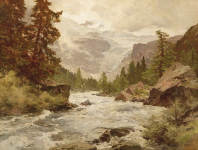 A mountainous river landscape
