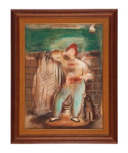 Man leaning against a wall (recto); landscape (verso)