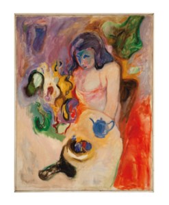 Woman seated at a table