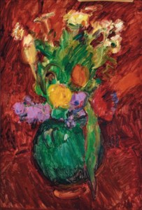 Tulips in a Green Jug