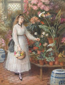 A girl in a conservatory, traditionally identified as the artist's daughter