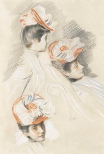 Madame Clarigny. Études de trois têtes