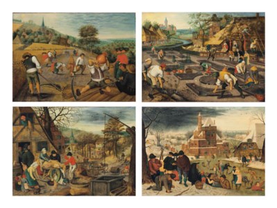 Pieter Brueghel II (Brussels c. 1564-1637/8 Antwerp), The Four Seasons: Spring; Summer; Autumn; and Winter
