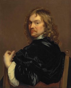 Portrait of the artist, half-length, in a black cloak, leaning on the back of a chair