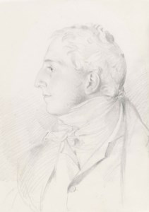 Portrait of John Angerstein, M.P., half-length, in profile to the left, wearing a high stock and a jacket