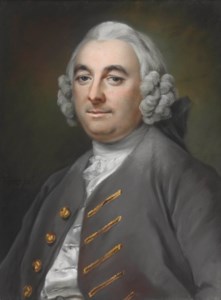 Portrait of a gentleman, seated, half-length, in a grey coat with gold-stitched buttonholes