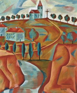 Church on a hill ( recto ); Saint Sebastian ( verso )