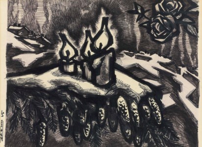 Still Life with Candles and Pine Cones