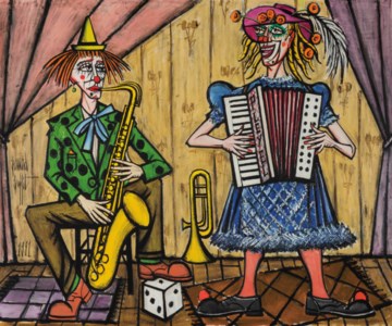 Bernard Buffet, Les clown s musiciens, le saxophonist e