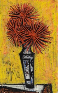 Bernard Buffet, Bouquet de dahlias dans un vase