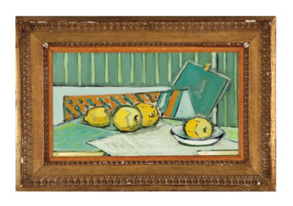 Still life with lemons on a table