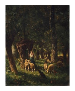 A Shepherdess and Her Sheep