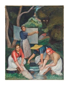 Les laveurs le long de la rivière