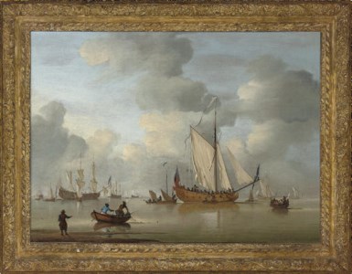 An English Royal Yacht standing offshore in a calm
