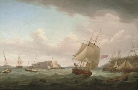 A merchantman and other vessels off Castle Cornet, Guernsey