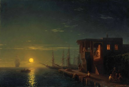 An Ottoman coffee-house in the moonlight