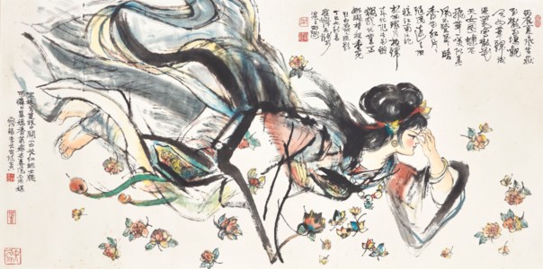 Nymph Scattering Flowers