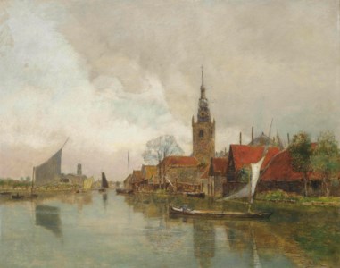 Vessels on the Schie in Overschie, in the municipality of Rotterdam