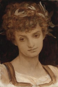 Study of a Girl's Head, wreathed in laurel