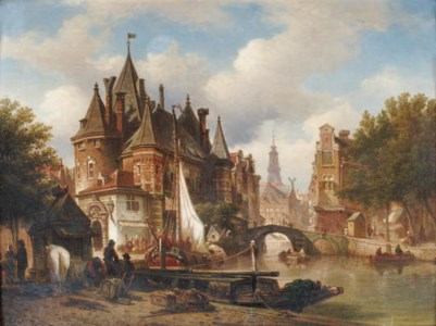 The Waag on the Nieuwmarkt with the Oude Kerk in the distance, Amsterdam
