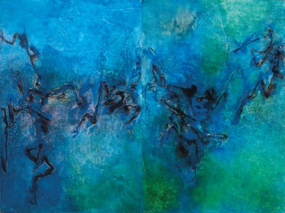 Les formes sortent du bleu et du vert ( Forms come out of the blue and the green )