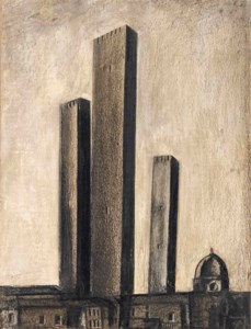 Paesaggio urbano con torri