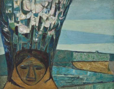 Untitled (Mujer cargando flores)