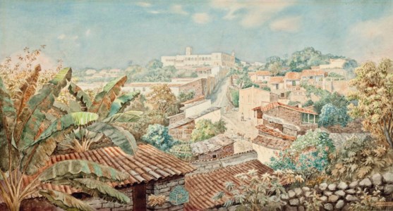 Vista de Cuernavaca con el Palacio de Cortés