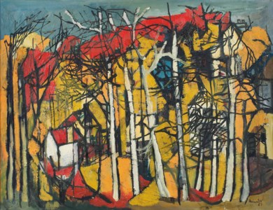 Untitled (Landscape with Houses and Trees)