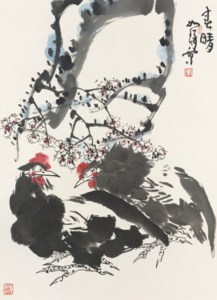 Roosters and Plum Blossoms