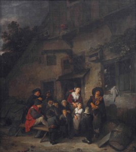 A merry company making music outside an inn