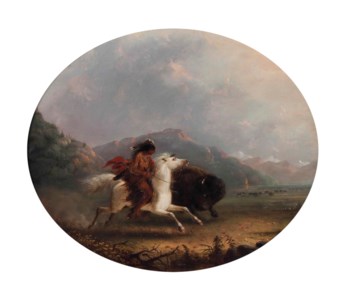 Alfred Jacob Miller, Pawnee Running a Buffalo