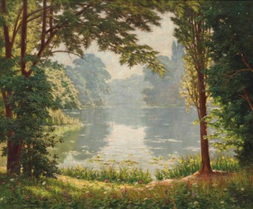 A lake at a forest clearing