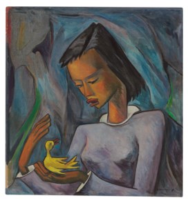 Mujer con pájaro