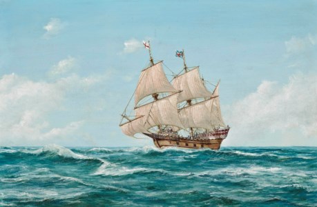 The Mayflower heading for the New World