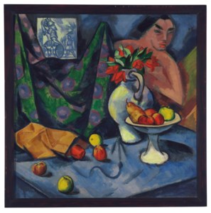 Hermann Max Pechstein, Stilleben mit Akt, Kachel und Früchten ( recto ); Kurische Waldlandschaft ( verso )