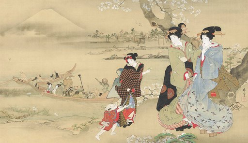 Beauties on the bank of the Sumida River