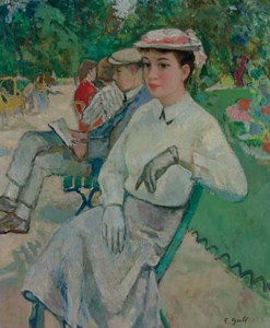 Eugénie assise au parc Montsouris