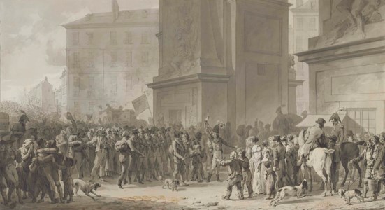 The departure of the conscripts on 2 February 1807 in front of the Porte Saint-Denis, Paris