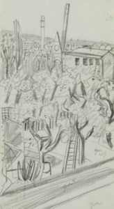 Frühlingslandschaft mit Neubau