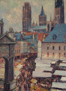 Place du marché à Rouen