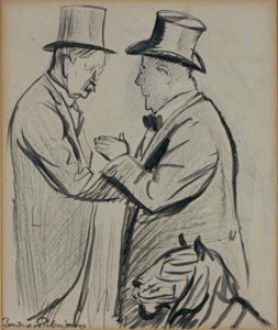 Cartoon Sketch for New York Herald Tribune "Upward, Upward, but Steady-Always Steady"; and four companion drawings