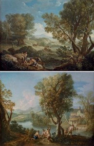 An Italianate wooded landscape with shepherds; and An Italianate river landscape with fishermen on a bank