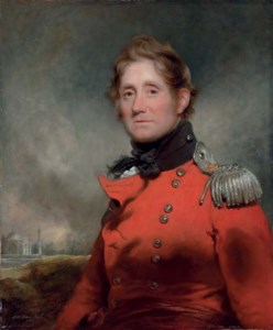 Portrait of Major John Bradford (1758/59-1841), half-length, in the uniform of the 21st Bengal Native Infantry, with the Taj Mahal beyond