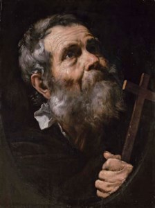 Jusepe de Ribera, A Saint holding a cross, in a painted oval