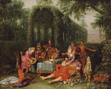 Elegant company in an ornamental garden